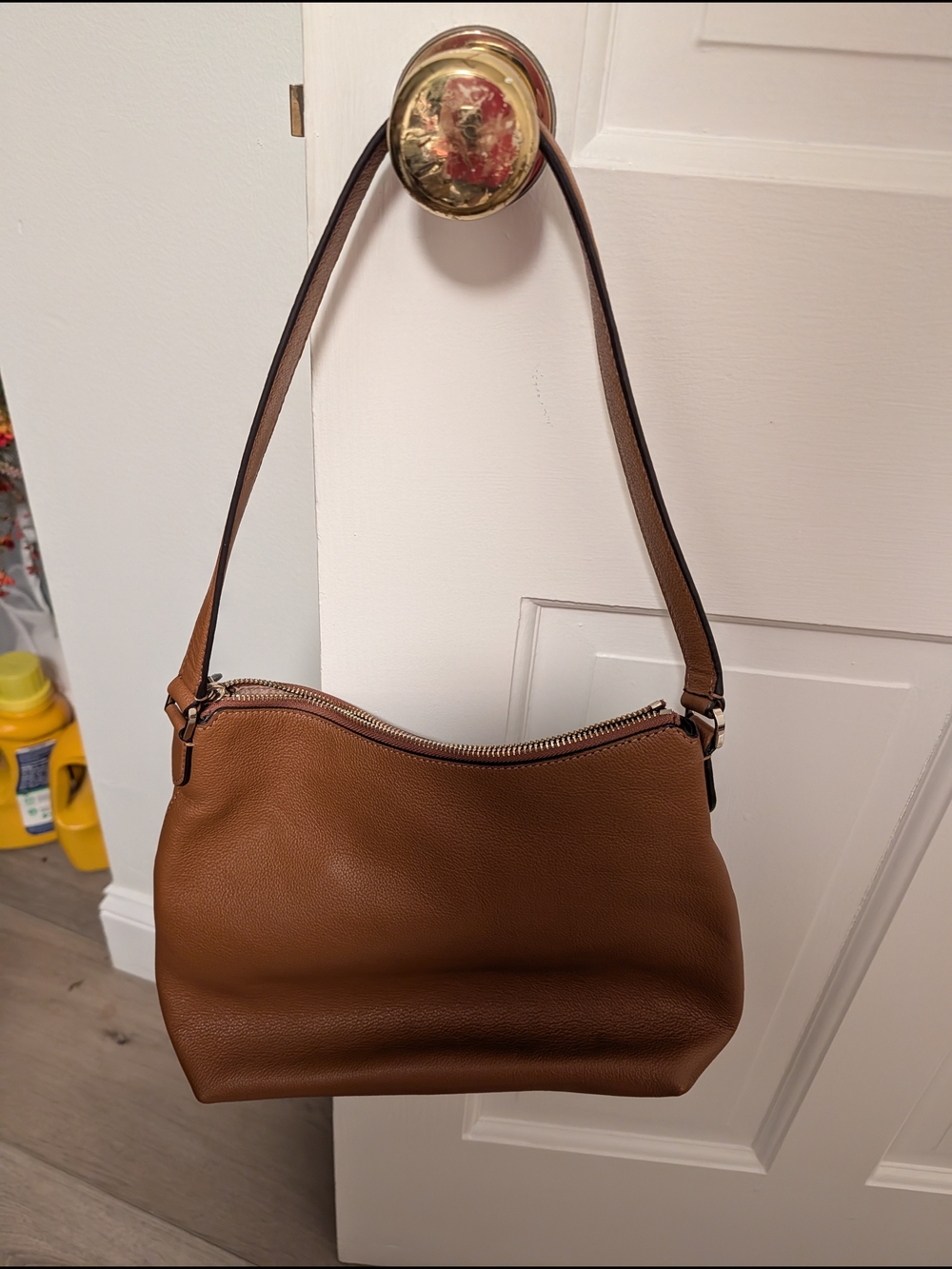 Kate Spade Bailey Warm Ginger Textured Leather Shoulder Bag Cognac Brown Purse - Picture 3 of 4